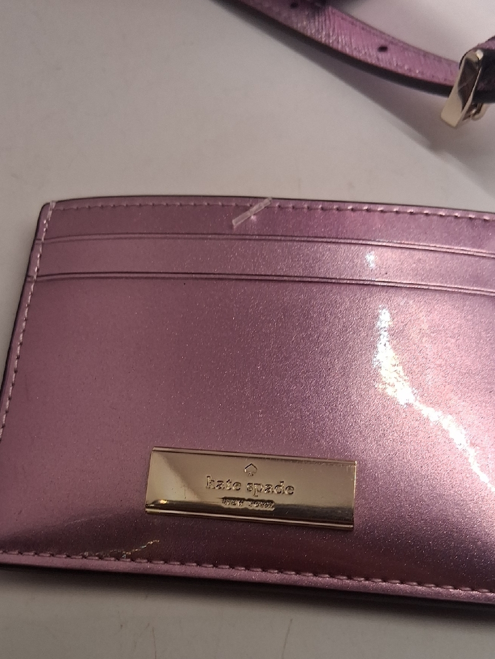 kate spade Metallic Lavender-Pink Mini Tote with Card Holder - Picture 4 of 14